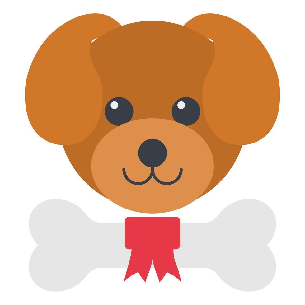 Dog Head Doll Design with Bone. Cute Doll Elements. Plush Stuffed Animal. vector