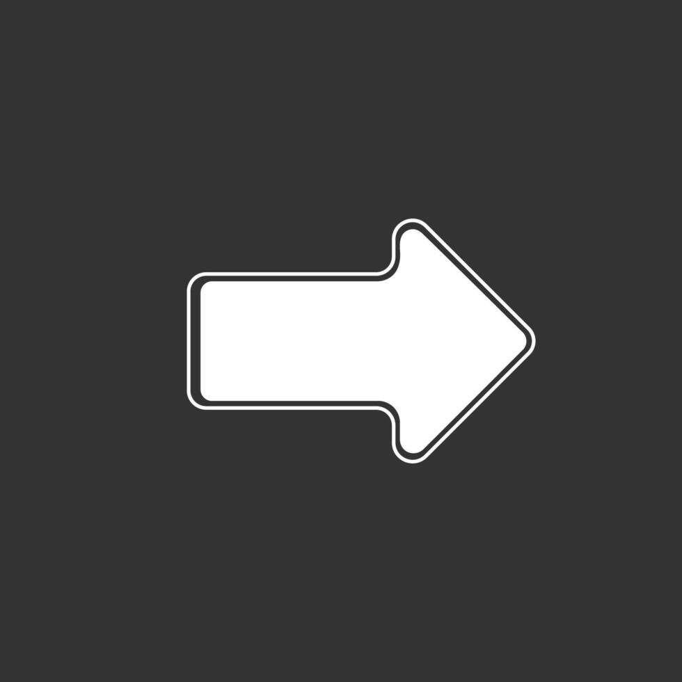 white arrow in flat design. vector