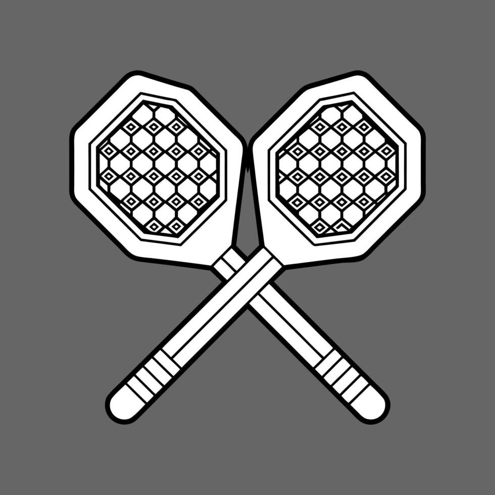 Two tennis rackets on a gray background vector