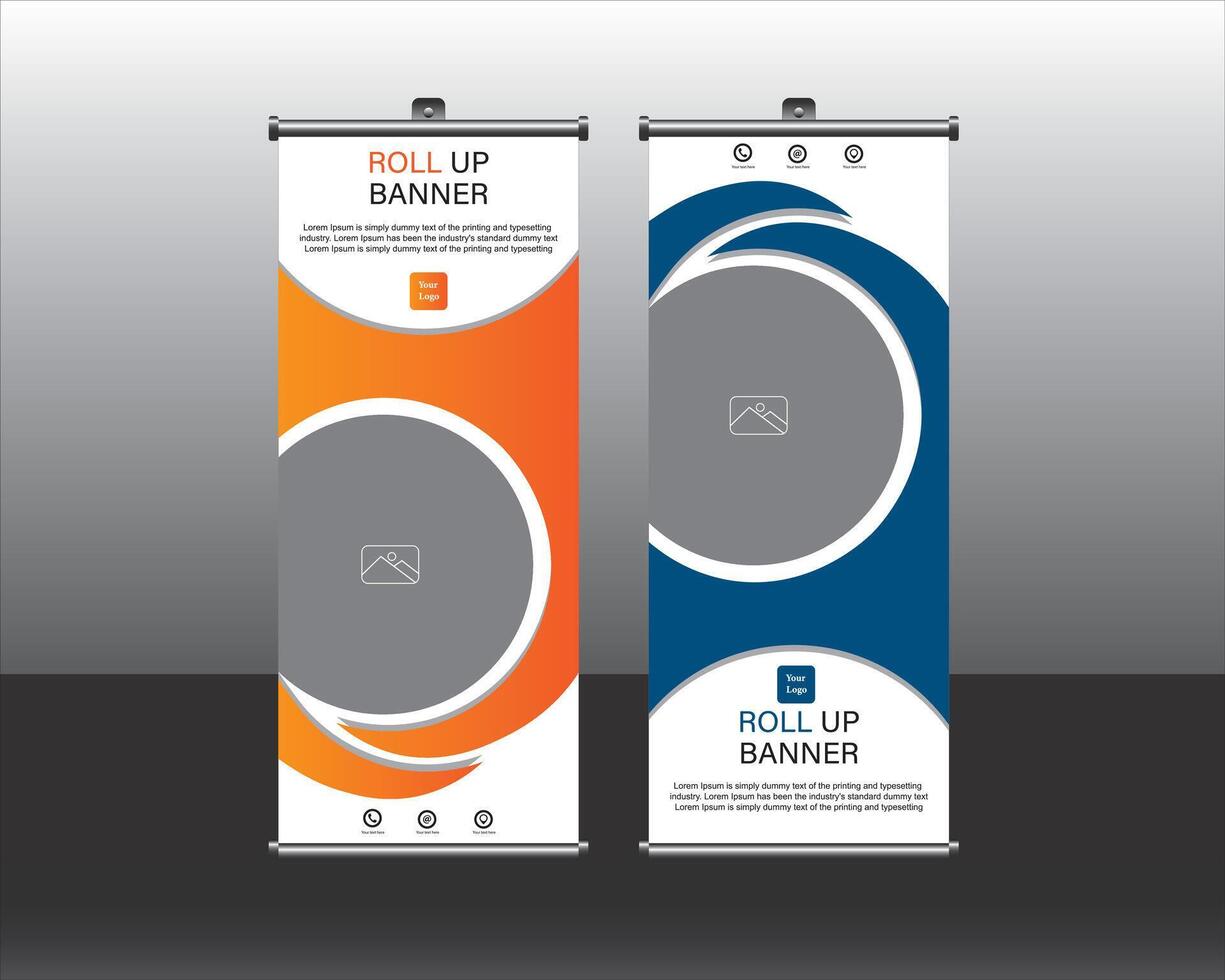 Roll up banner design, Abstract background vector