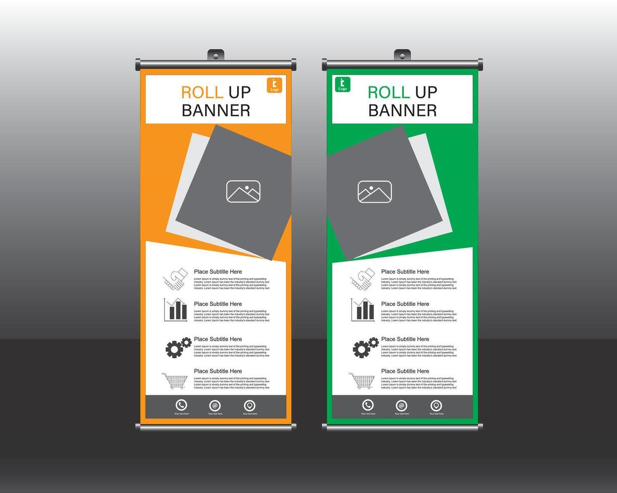 Roll up banner design, rectangle space vector