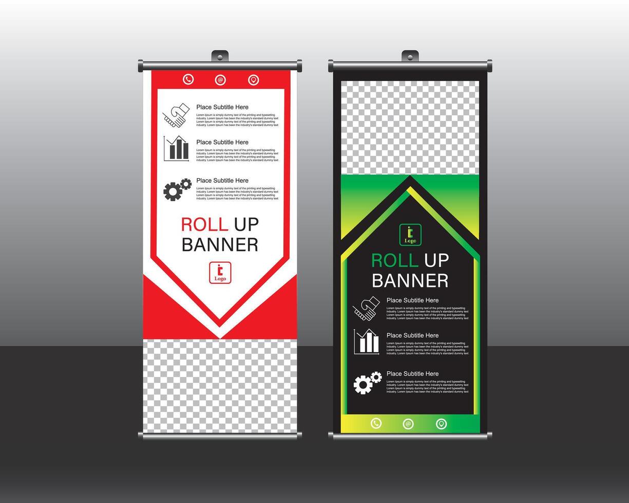 Roll up banner design, rectangle space vector
