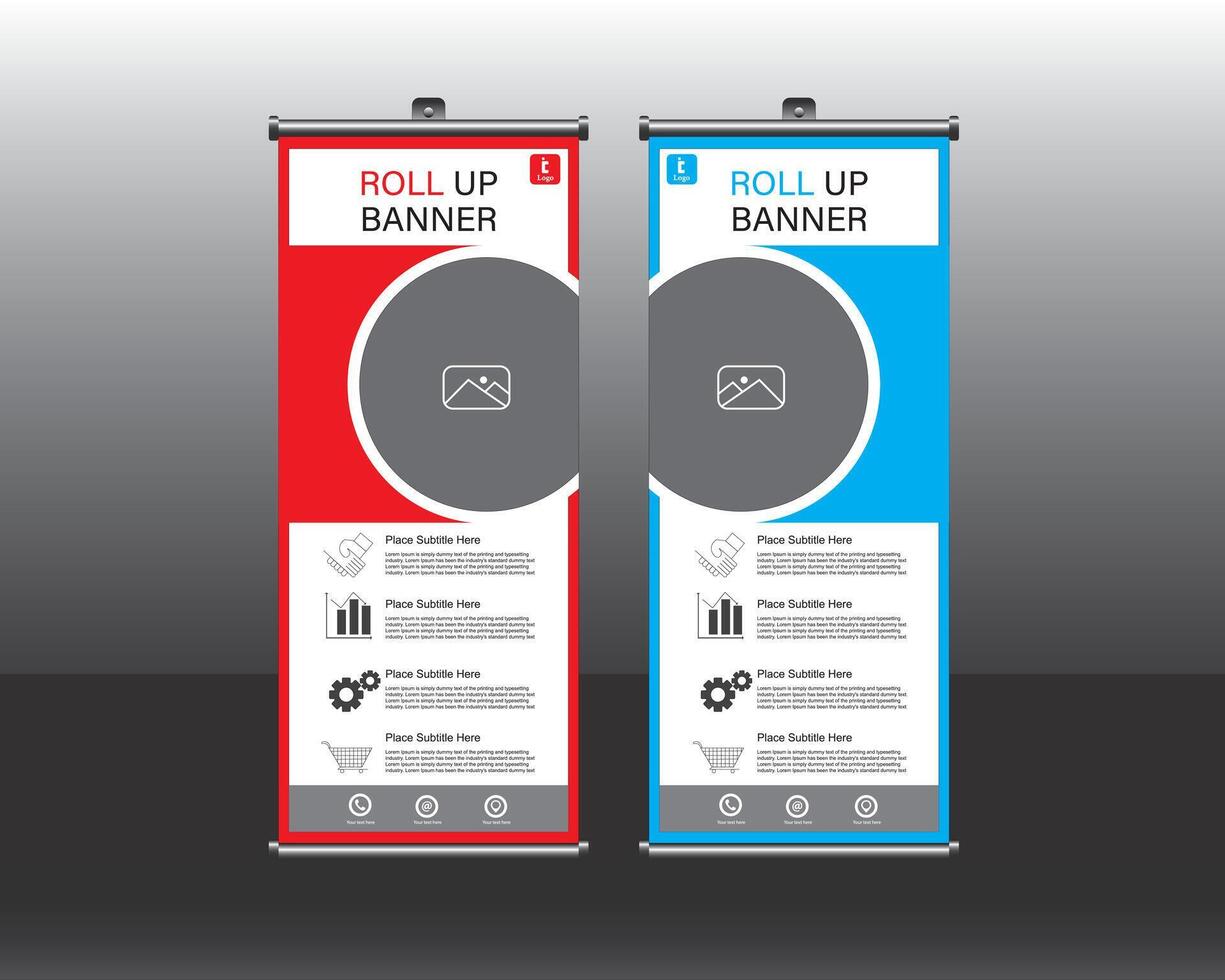 Roll up banner design with round space vector