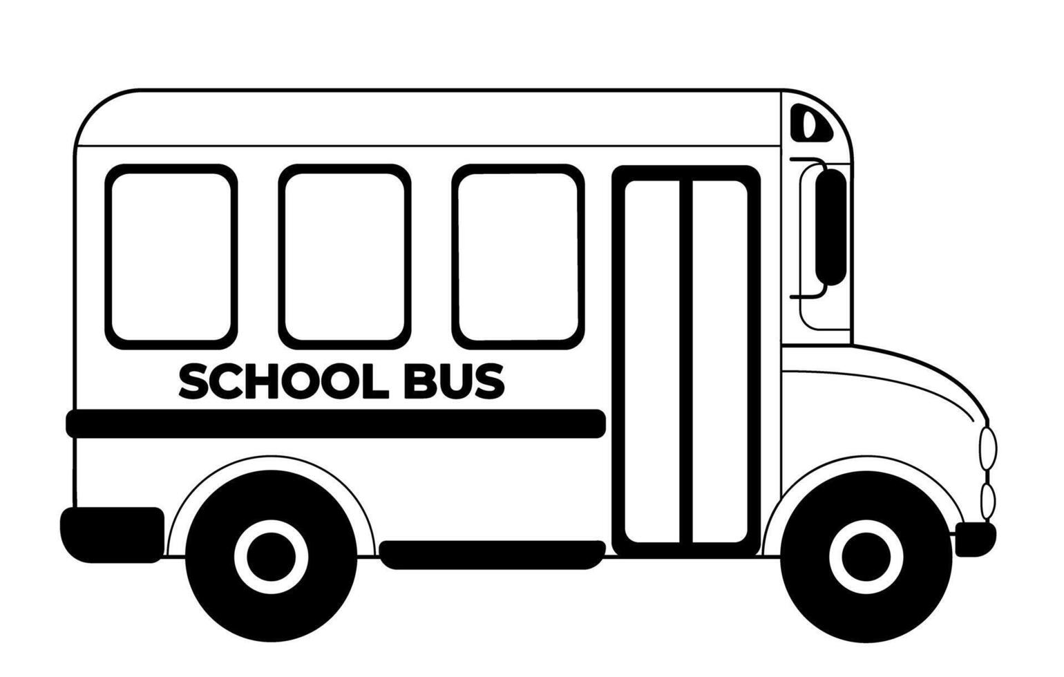 Black and white line illustration of school bus vector