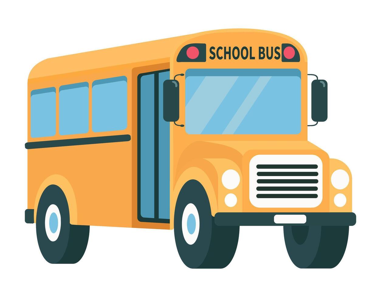 Flat illustration of yellow school bus isolated on transparent background vector