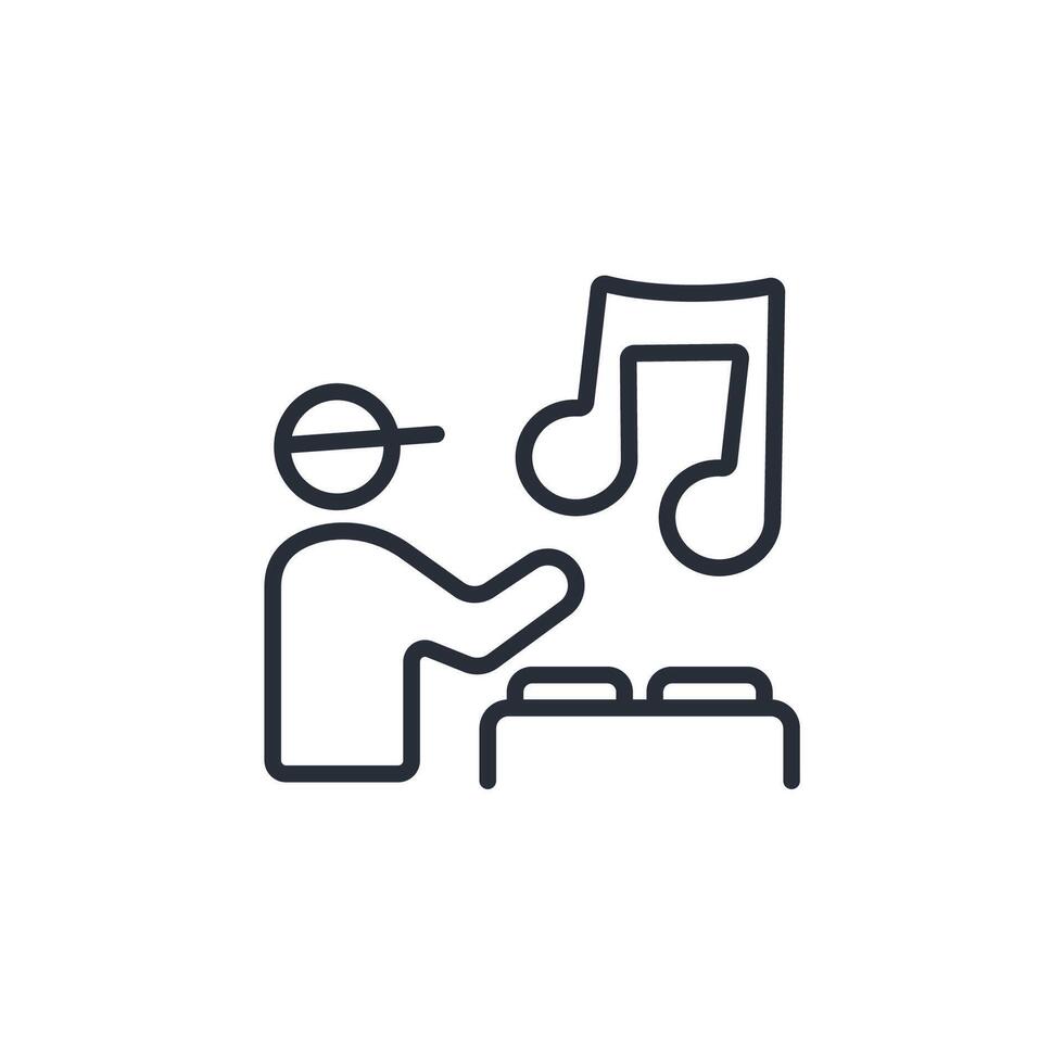 deejay icon. .Editable stroke.linear style sign for use web design,logo.Symbol illustration. vector