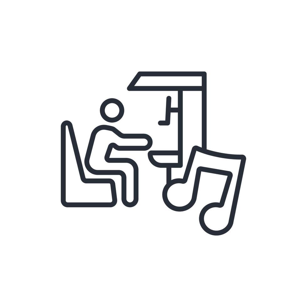 pianist icon. .Editable stroke.linear style sign for use web design,logo.Symbol illustration. vector