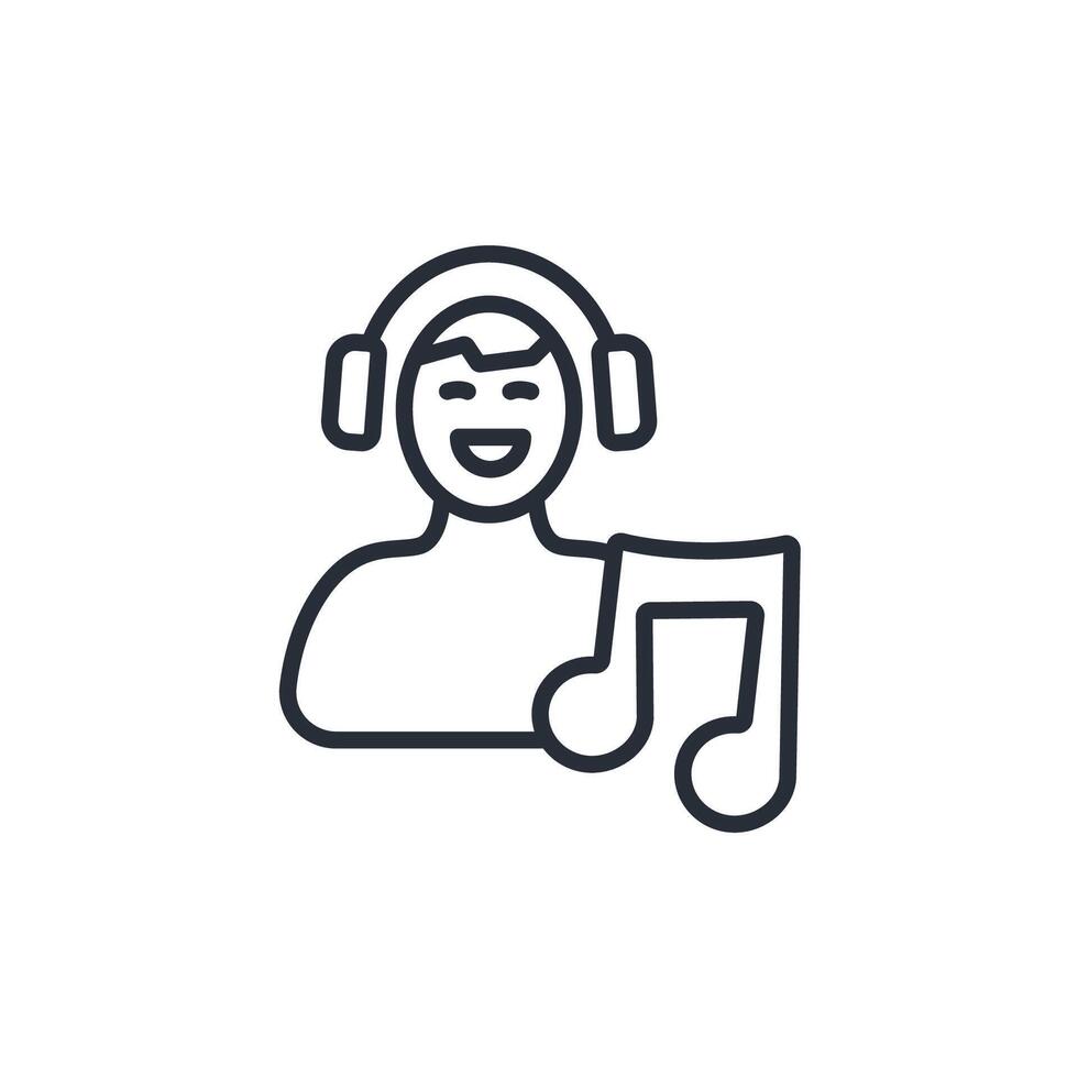 listen music icon. .Editable stroke.linear style sign for use web design,logo.Symbol illustration. vector