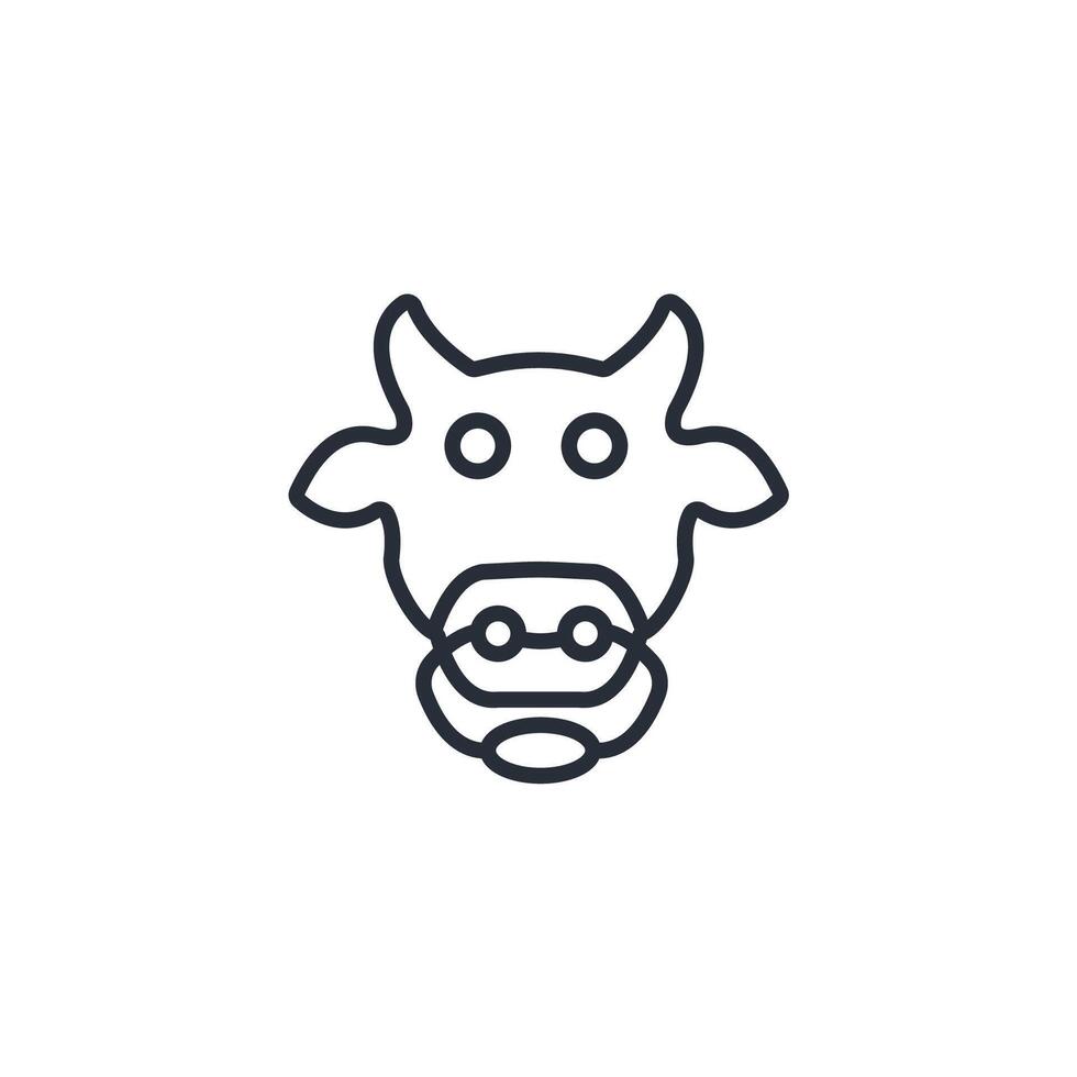 cow face icon. .Editable stroke.linear style sign for use web design,logo.Symbol illustration. vector