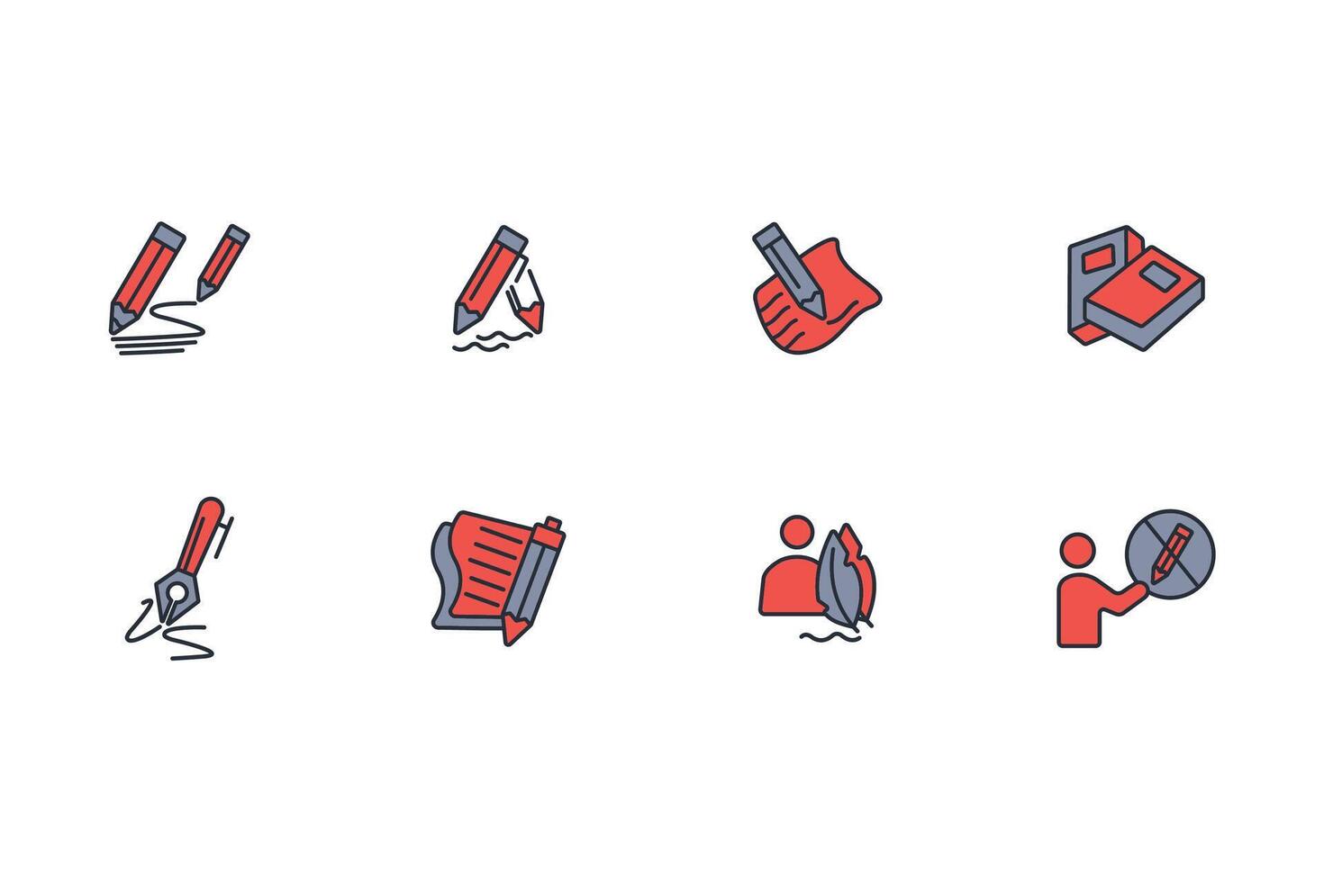 writing icon set..Editable stroke.linear style sign for use web design,logo.Symbol illustration. vector