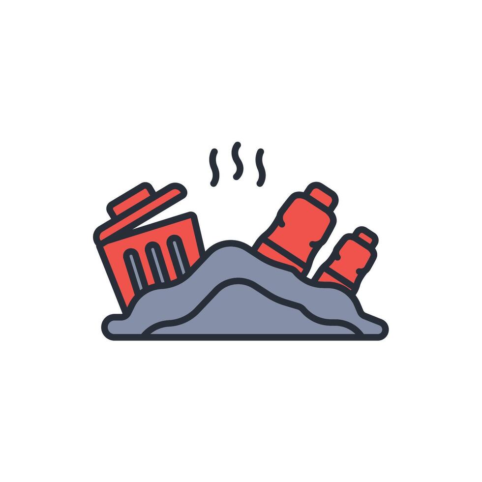 landfill icon. .Editable stroke.linear style sign for use web design,logo.Symbol illustration. vector