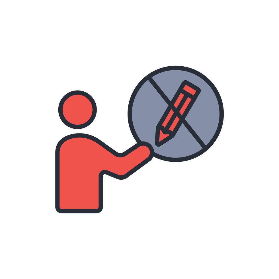 no writing icon. .Editable stroke.linear style sign for use web design,logo.Symbol illustration. vector