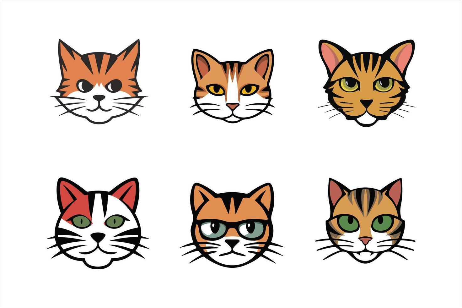 Set of cat head logo icon illustration. vector