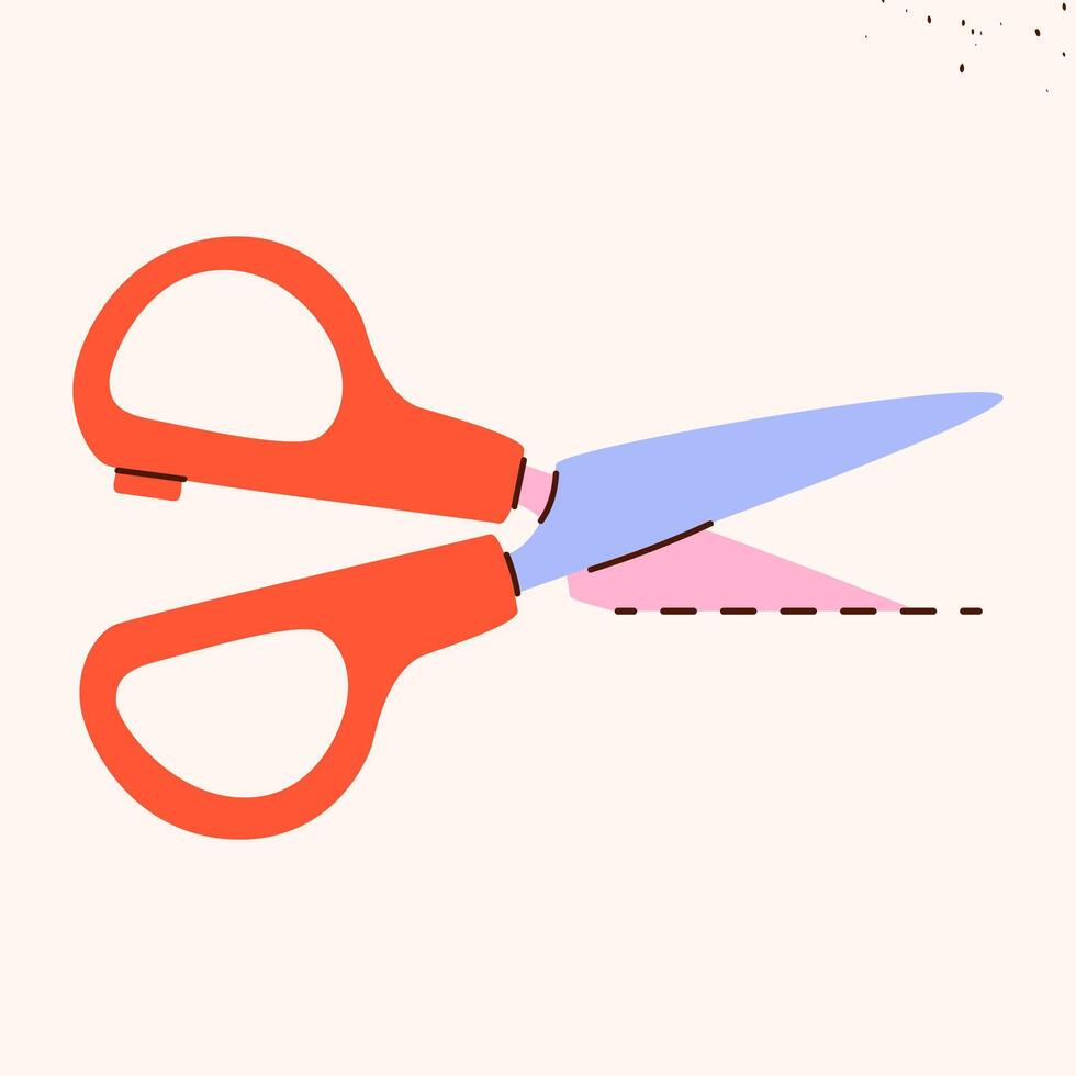 Isolated open scissors symbol. Scissors cutting paper,scissoring, shear concept.kid scissors sign.Hand drawn illustration EPS 10 vector