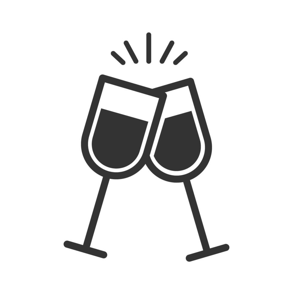 Wine icon.Two wine glasses icons for greeting cards, postcards, invitations,menu design.Party celebration symbol.Editable stroke.Transparent background.Cheers,toasting. illustration EPS 10 vector