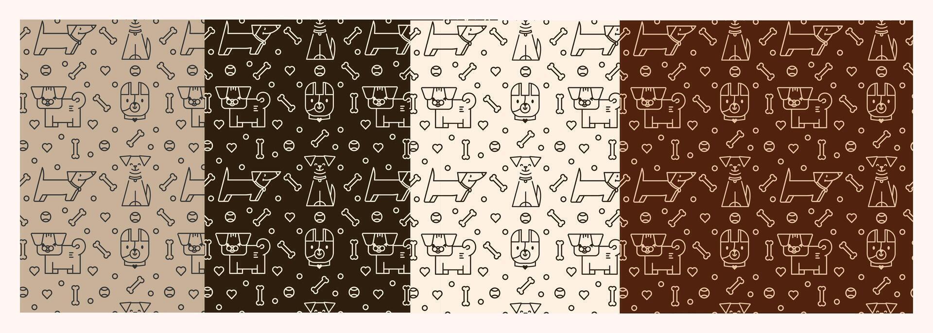 Dog seamless patterns pet.Backgrounds with Pets Icons. Great collection for fabric, textile. illustration EPS10 vector