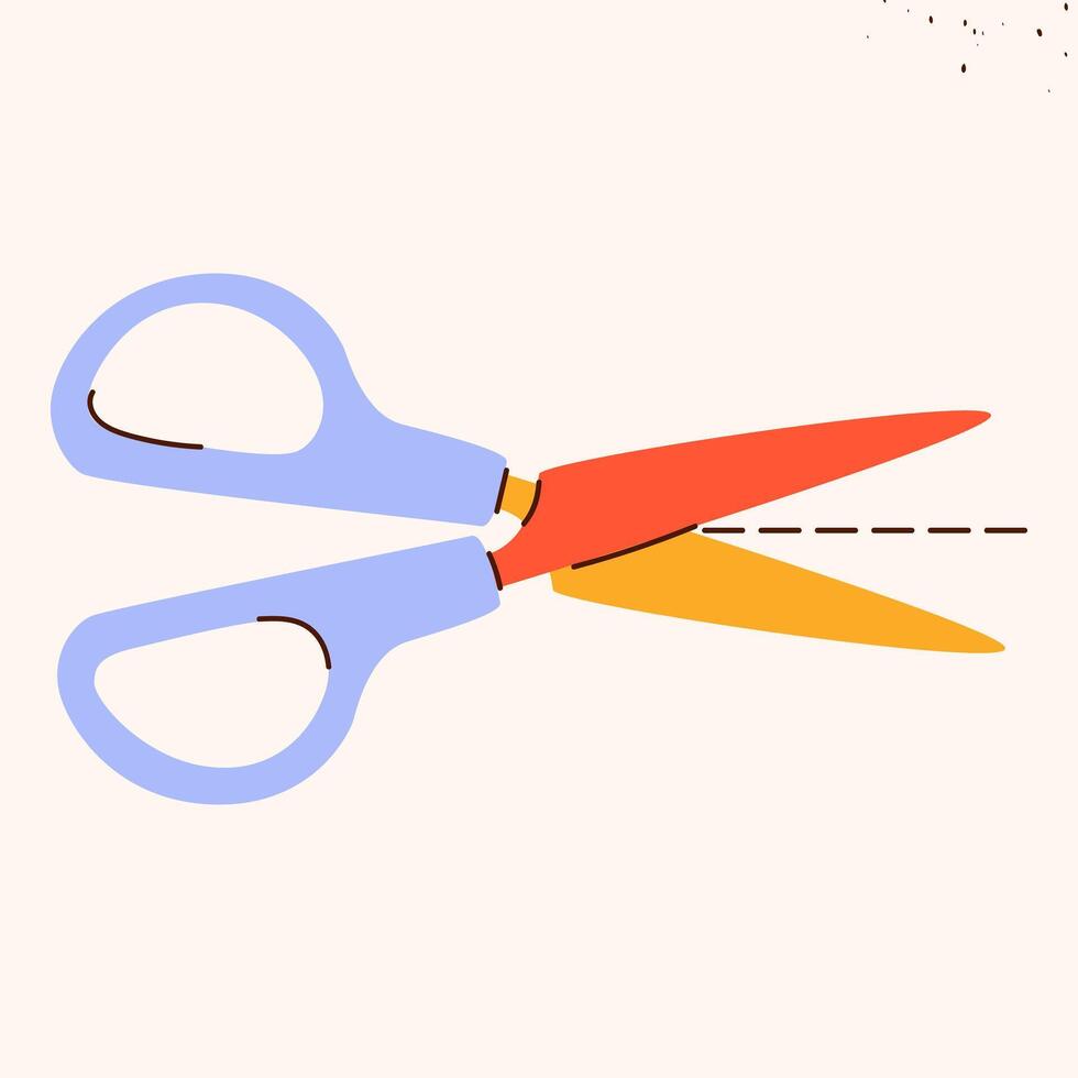 Isolated open scissors symbol. Scissors cutting paper,scissoring, shear concept.kid scissors sign.Hand drawn illustration EPS 10 vector