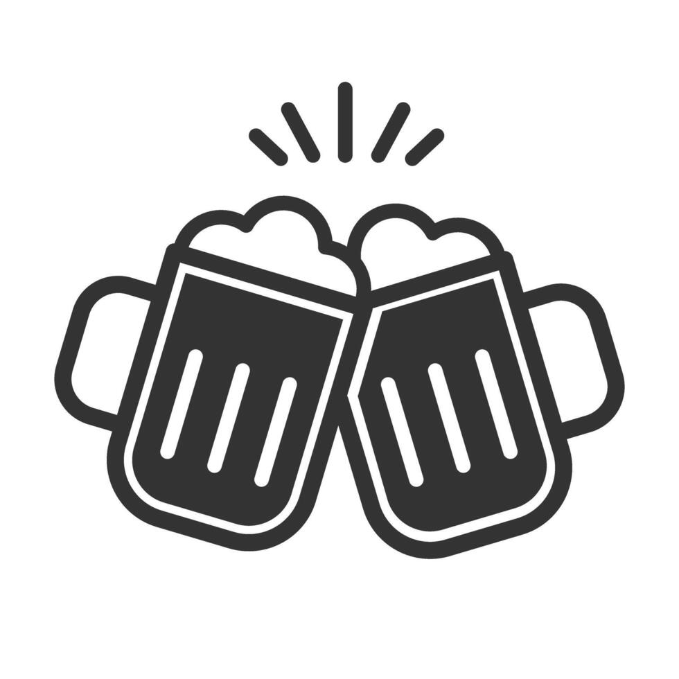 Beers icon.Two beer mugs icons for greeting cards,postcards,invitations,menu.Celebration,Party symbol.Cheers.Editable stroke.Transparent background. illustration EPS 10 vector