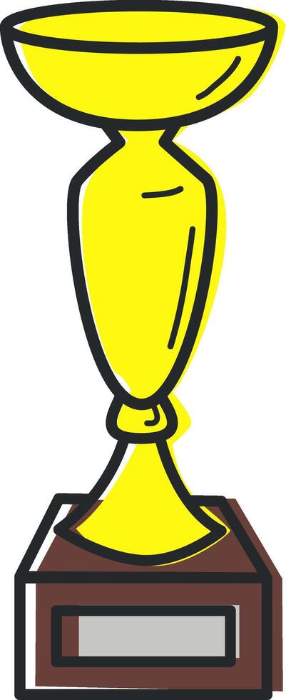 One doodle golden trophy and award flat illustrations set vector