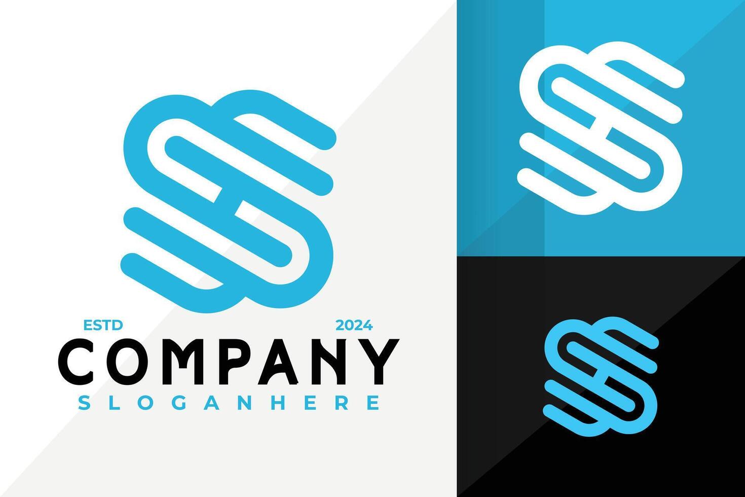 Sh or Hs Letter Business Logo Design Abstract Elegant Template vector