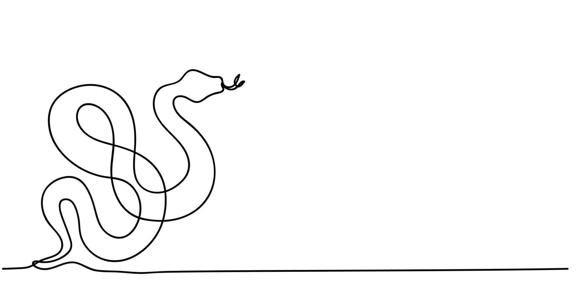 A minimalist line drawing of a snake coiling on a surface with its tongue extended vector