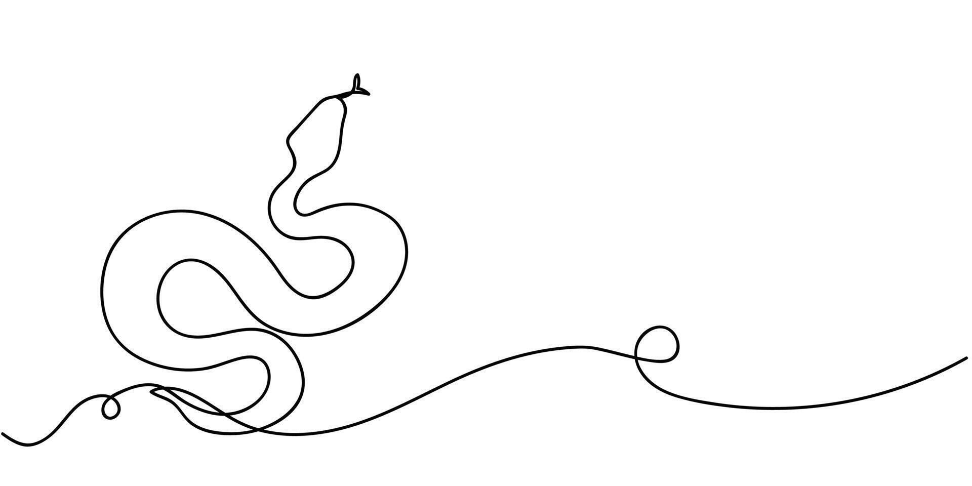 Simple and elegant line drawing of a snake coiled on a blank background vector