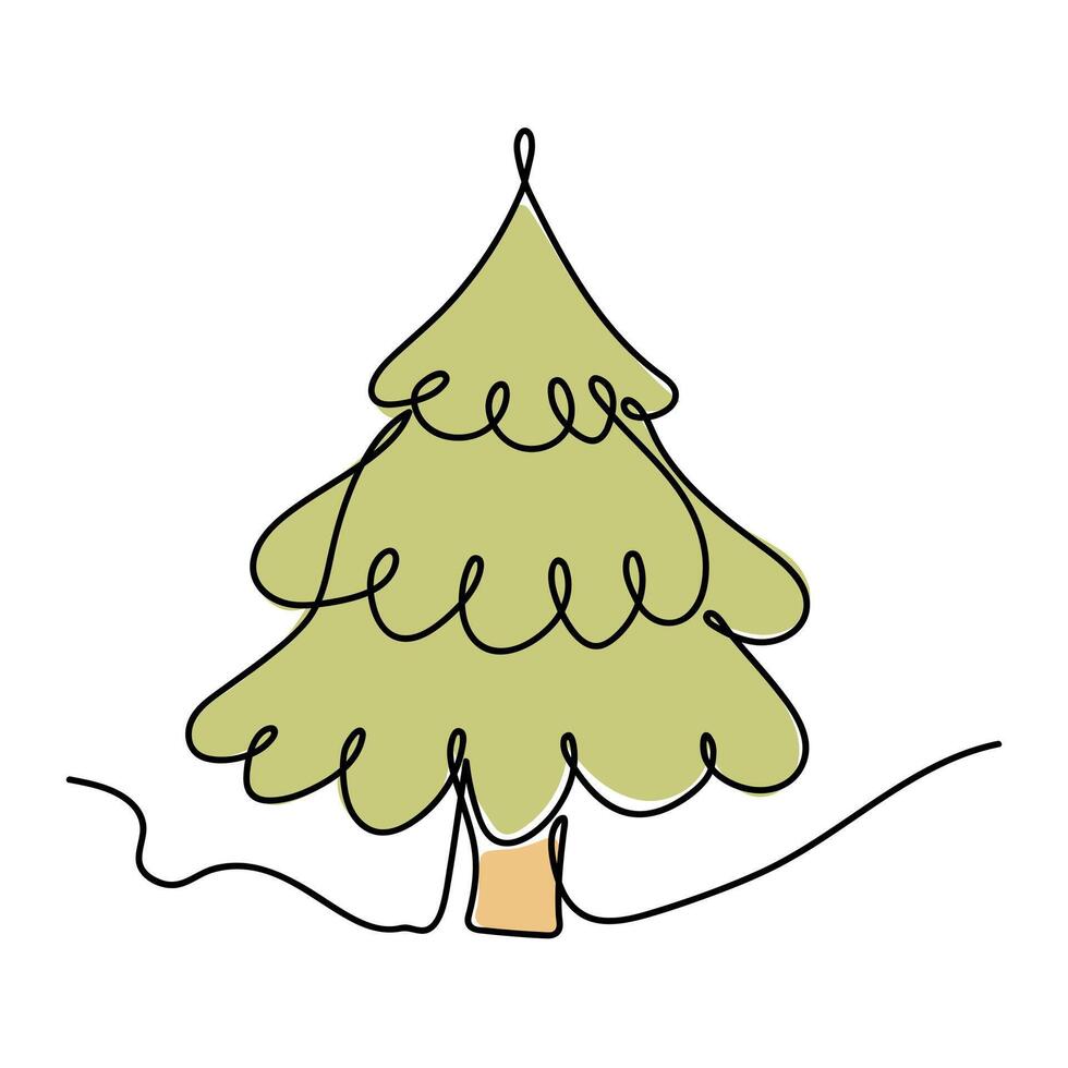 Simple Christmas tree drawing with festive message created in a playful style vector