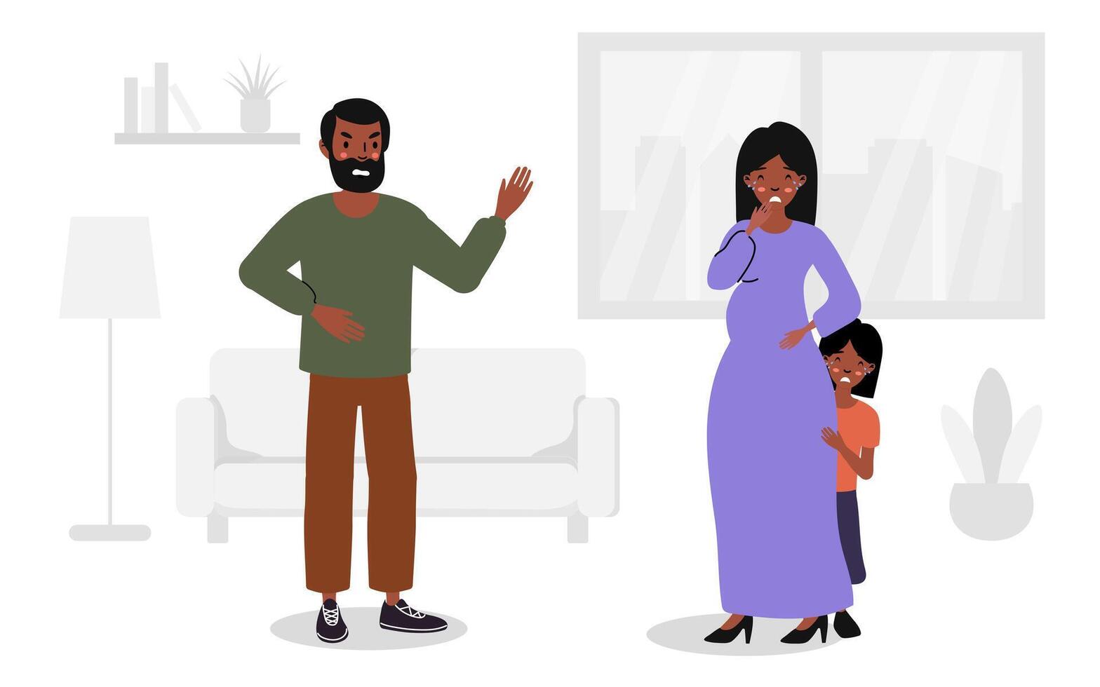 Illustration of couple yelling and pointing at each other vector