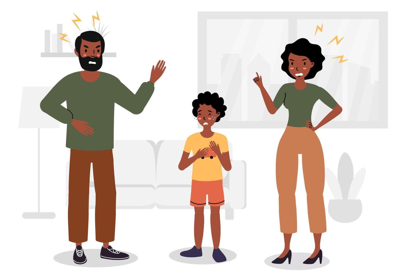 Illustration of couple yelling and pointing at each other vector