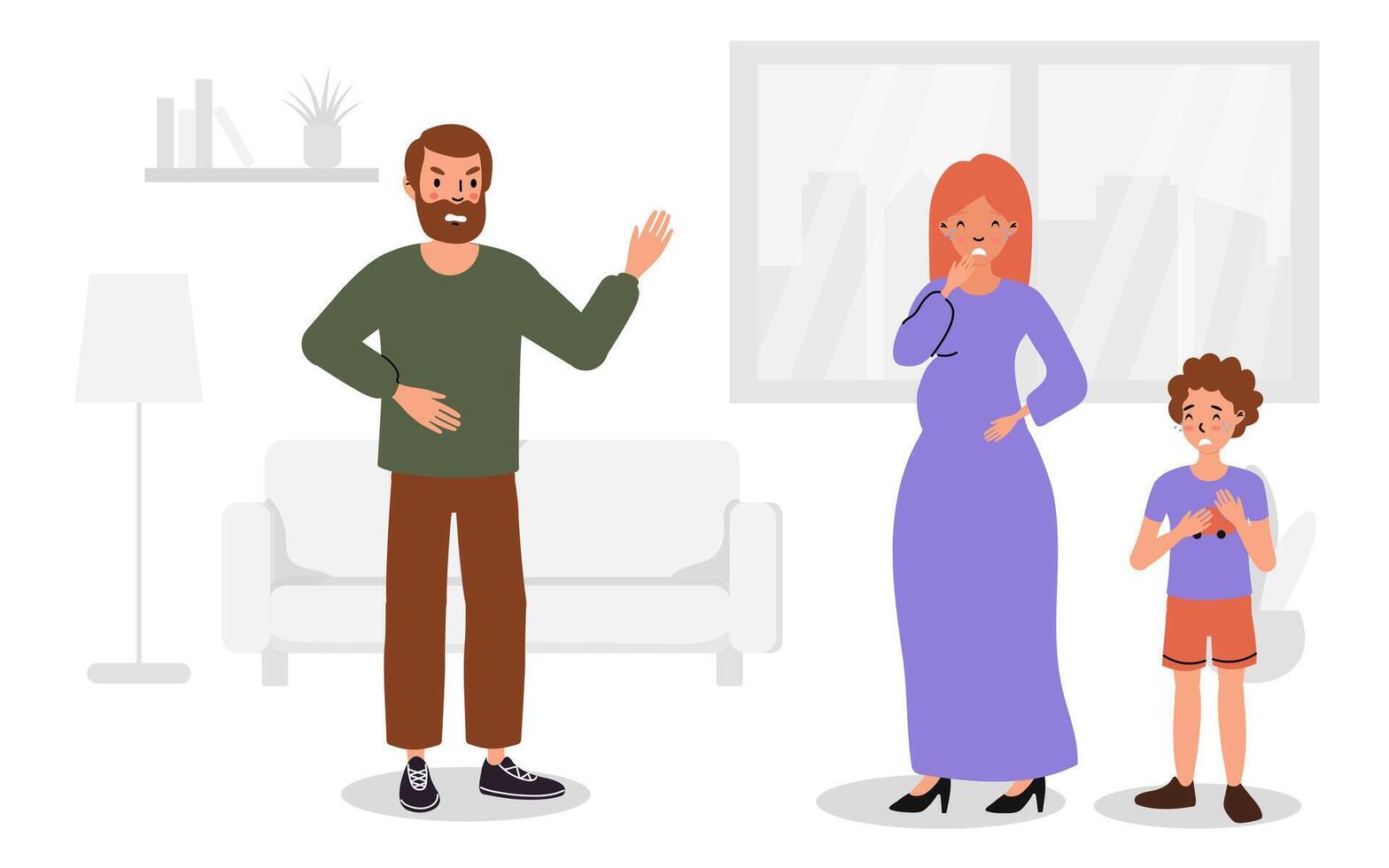 Illustration of couple yelling and pointing at each other vector