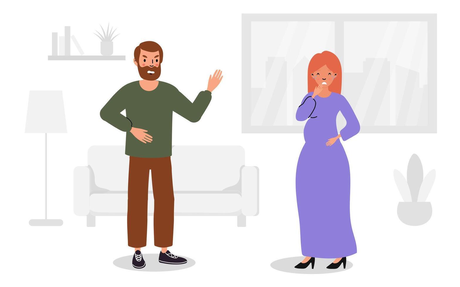 Illustration of couple yelling and pointing at each other vector