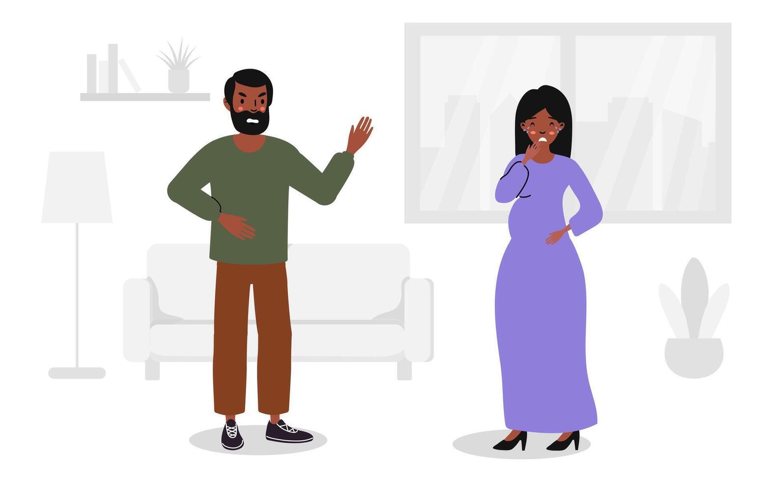 Illustration of couple yelling and pointing at each other vector