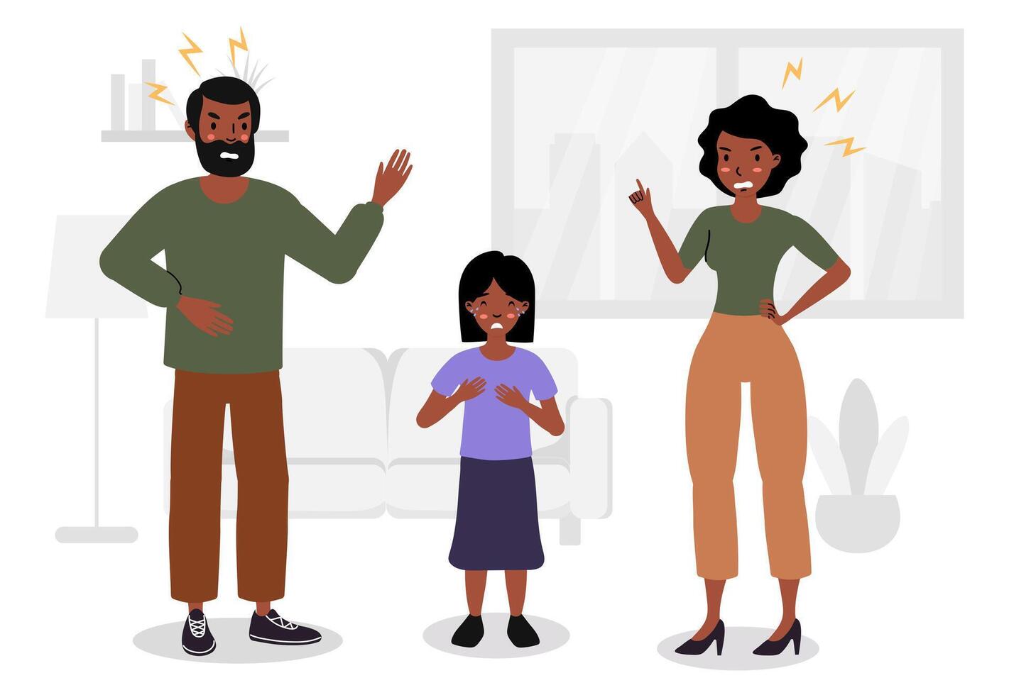Illustration of couple yelling and pointing at each other vector