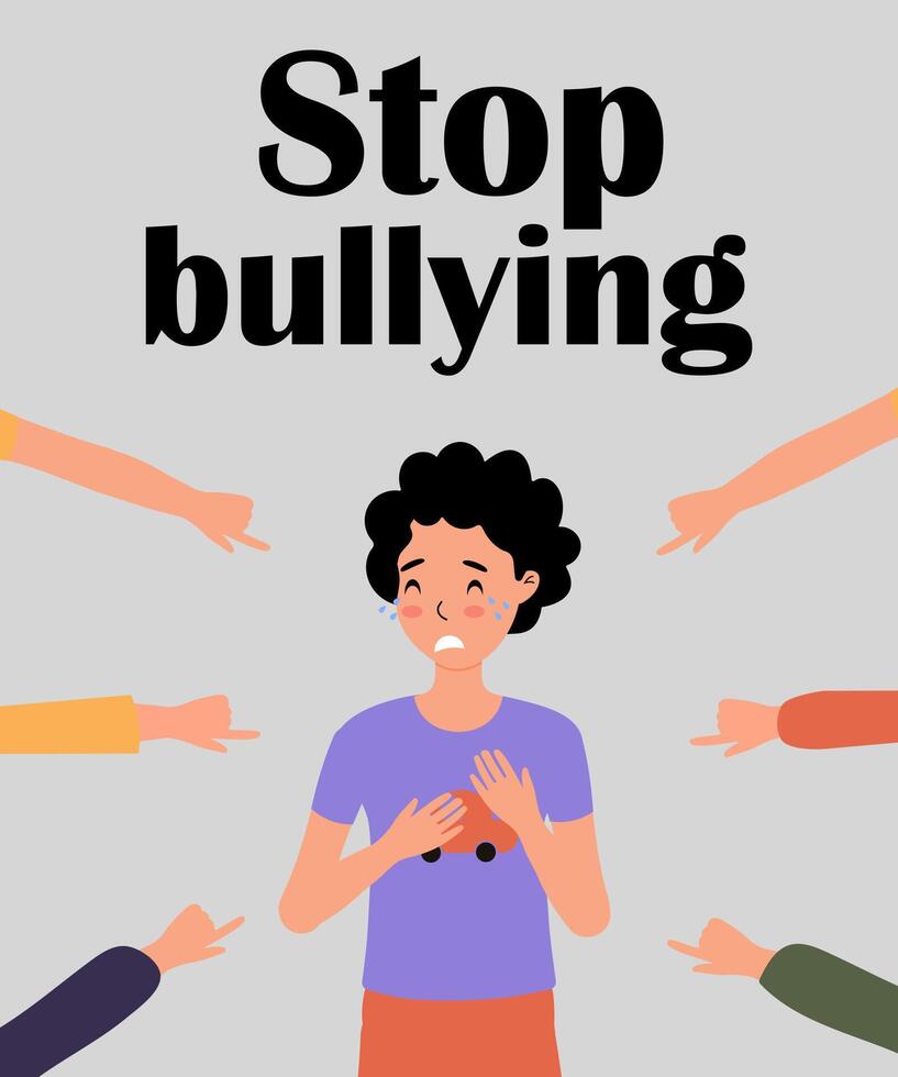 Stop bullying awareness illustration highlighting support for victims in a colorful, engaging style vector