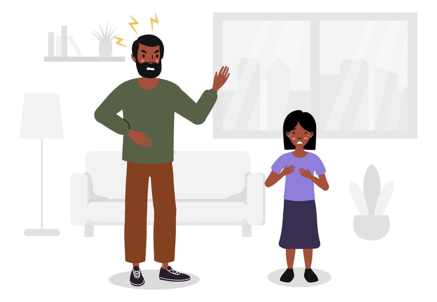 Illustration of couple yelling and pointing at each other vector