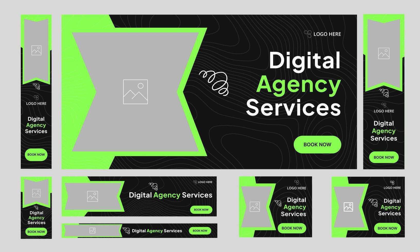 Best digital agency services web set banner design for social media post, digital marketing agency web bundle banner design, fully customizable eps 10 file format vector