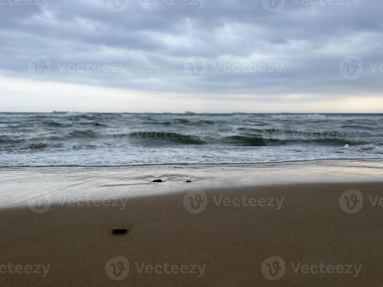 Seascape under a cloudy sky. Skagerrak, Kattegat strait in Skagen, Denmark photo