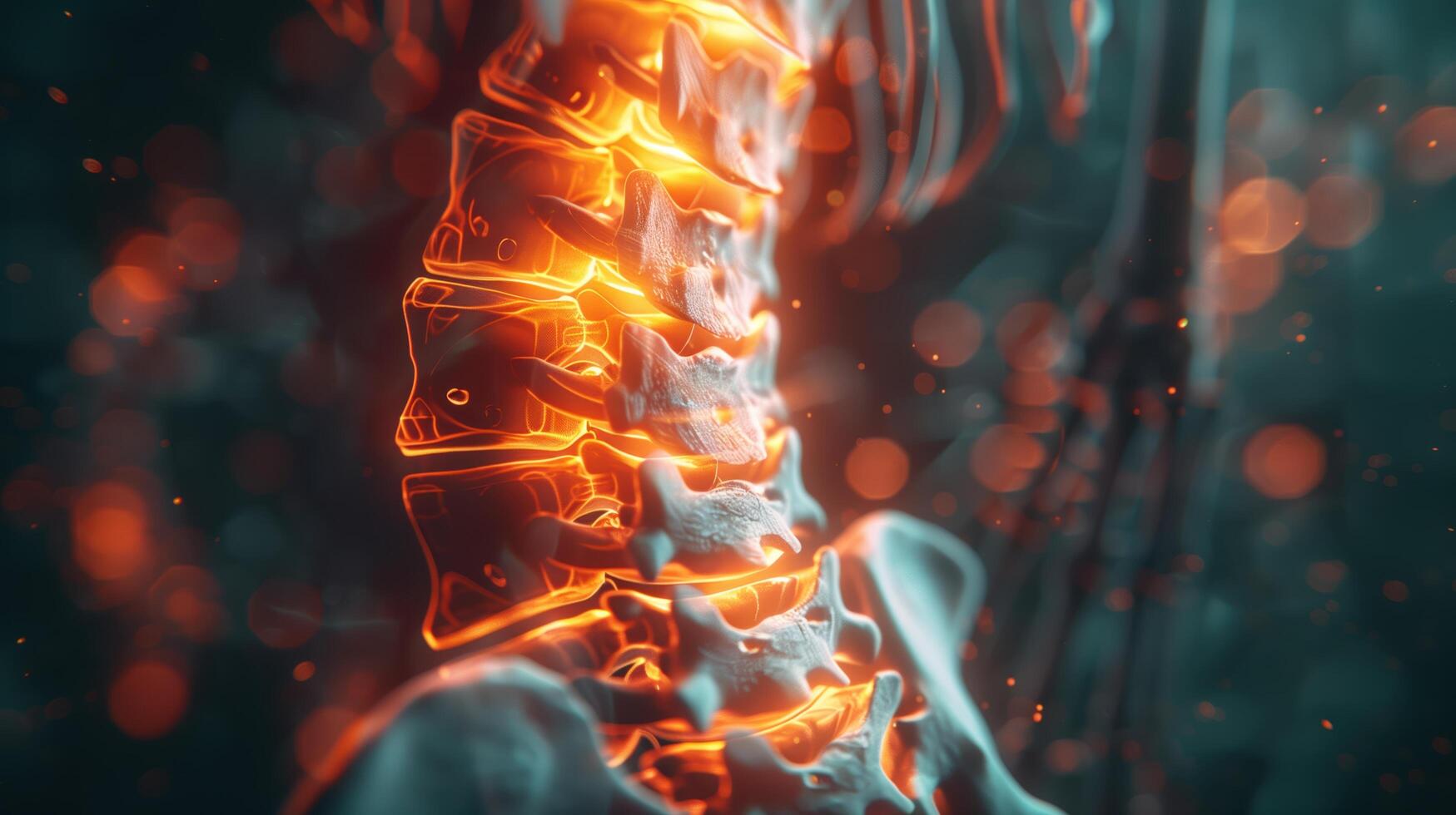 3D X-Ray Image of Lumbar Spine Highlighting Pain and Inflammation photo