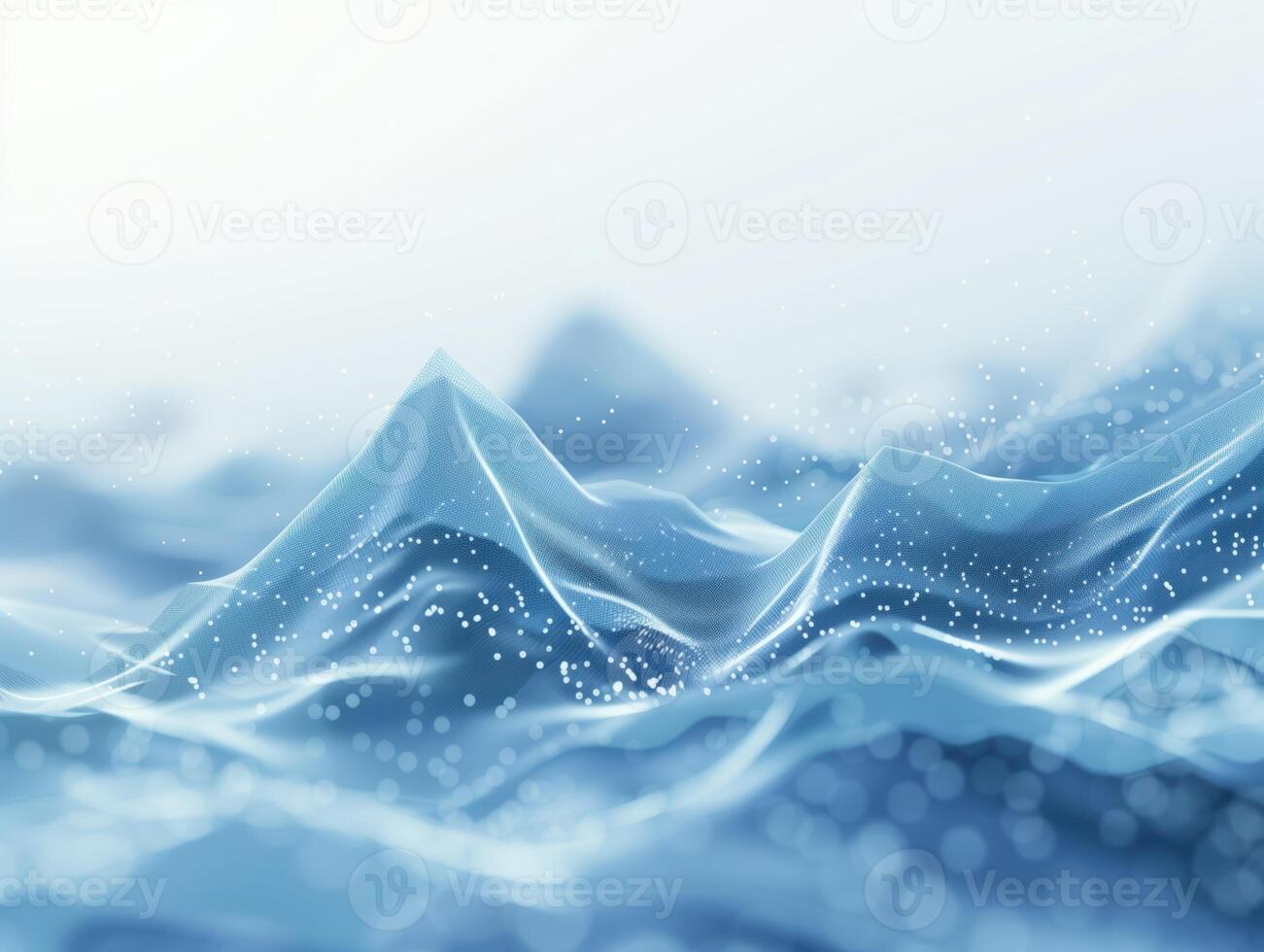 Abstract Minimalist Visual of Blue Waves and Sparkling Particles in Motion photo