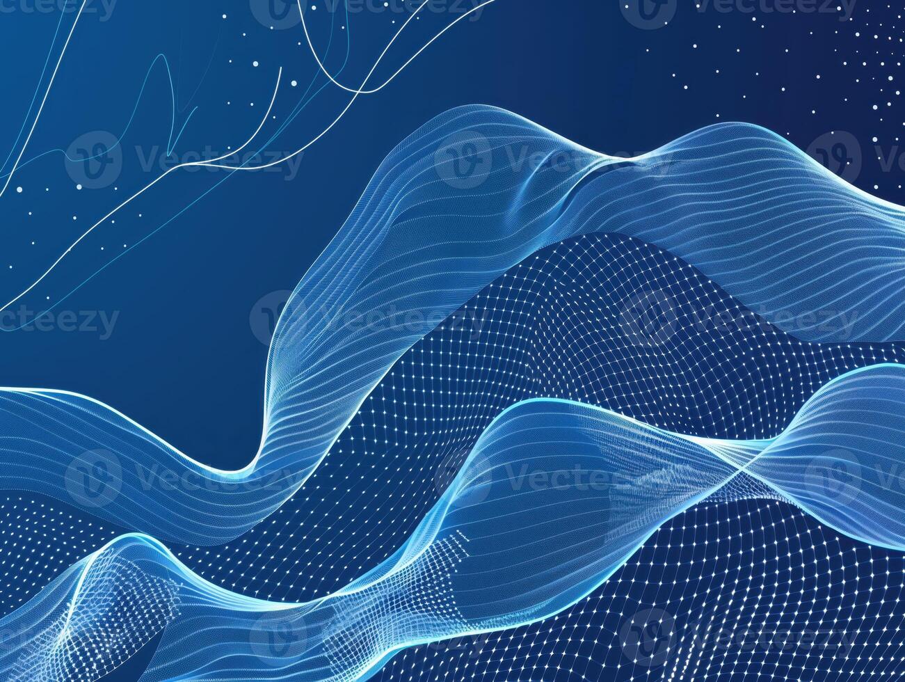 Abstract Digital Waveform Lines Art Background with Blue Colors photo