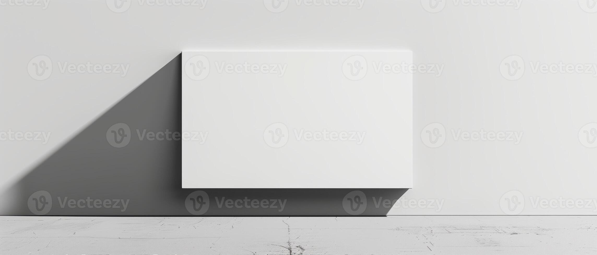 Minimalist Blank White Sign with Shadow on a White Background for Modern Design Concepts photo