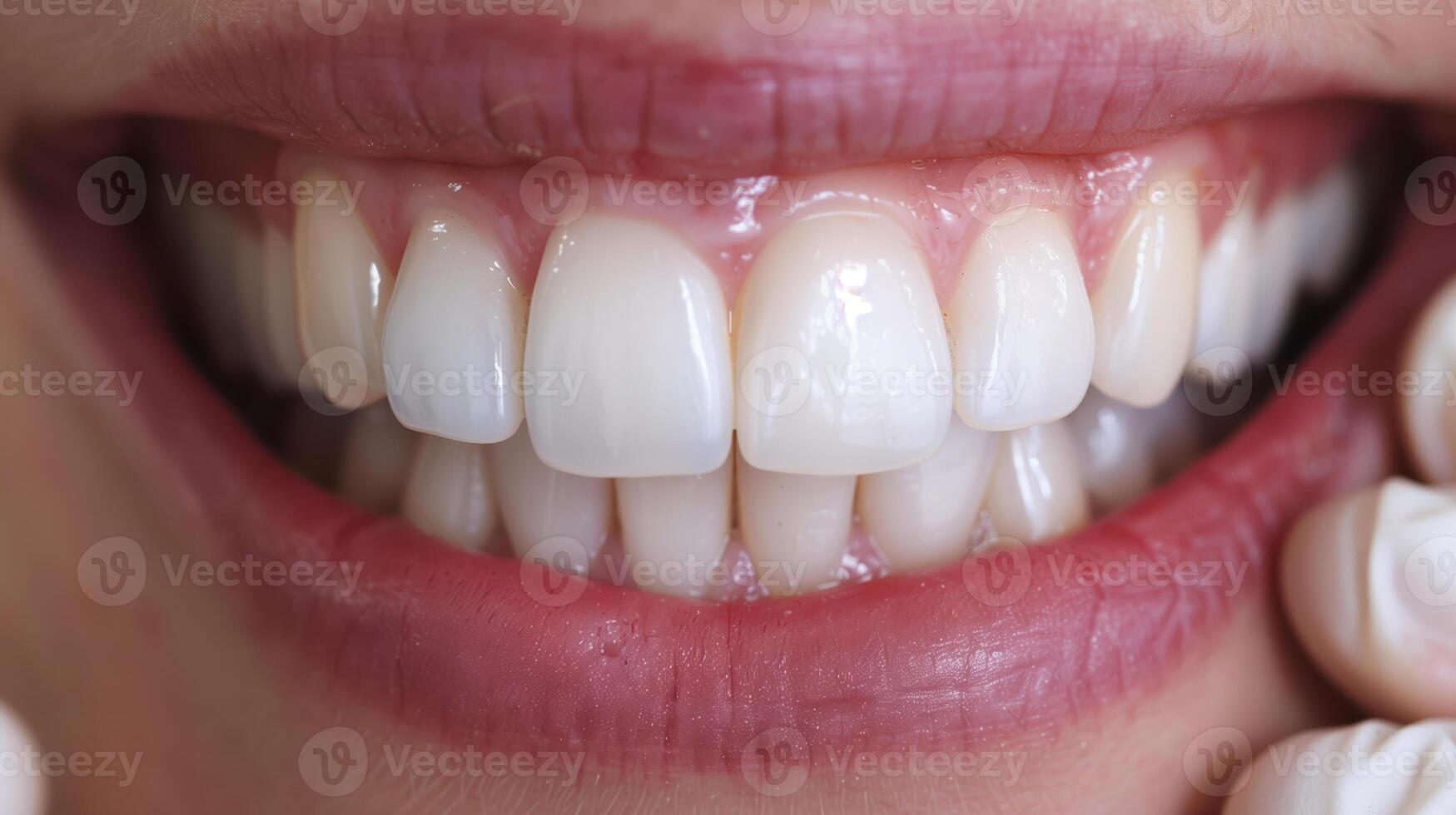 Close-Up of a Smiling Person Showcasing Perfect White Teeth in a Healthy and Radiant Smile photo