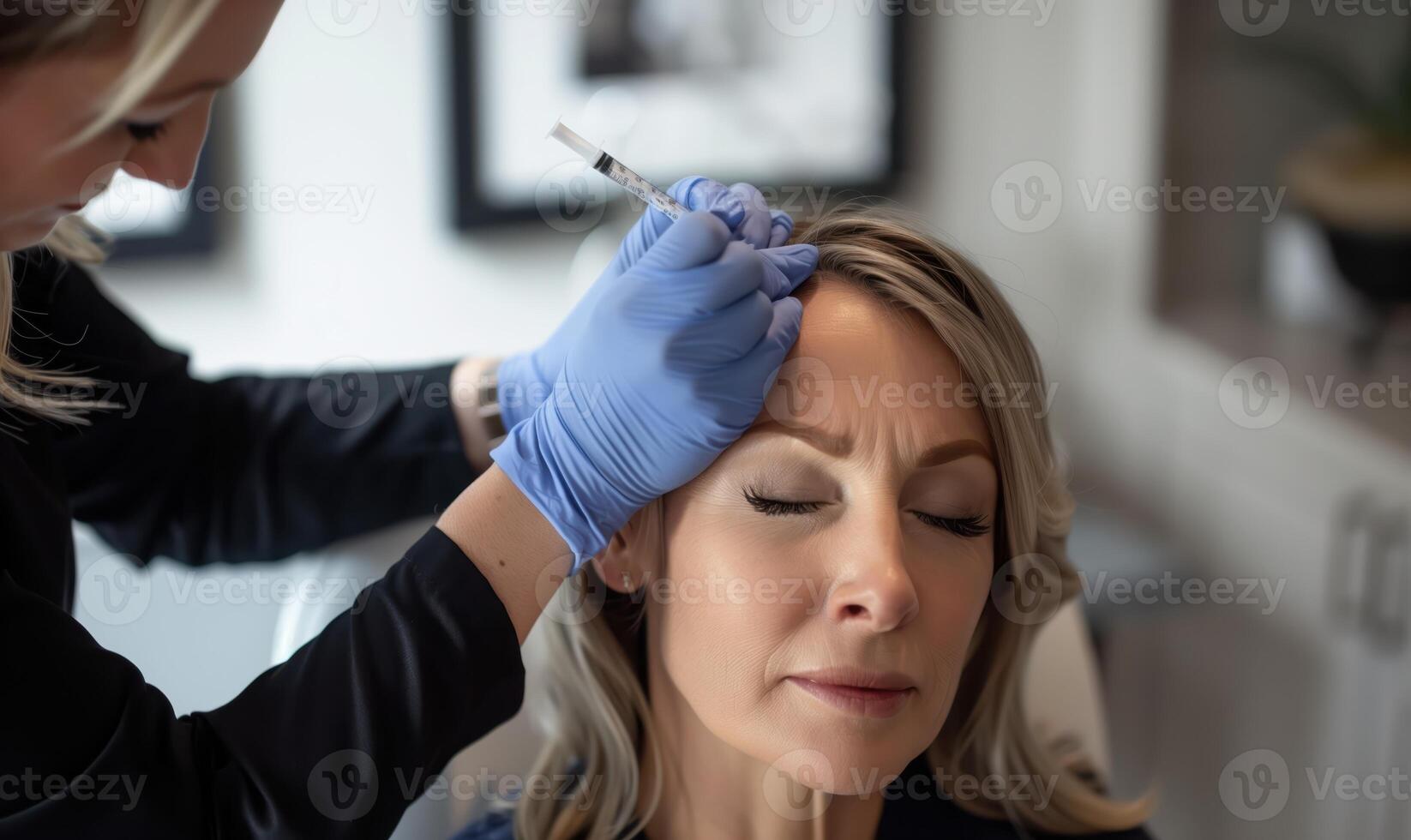 Professional Cosmetic Procedure with Facial Injection in Medical Spa Setting for Beauty Enhancement photo