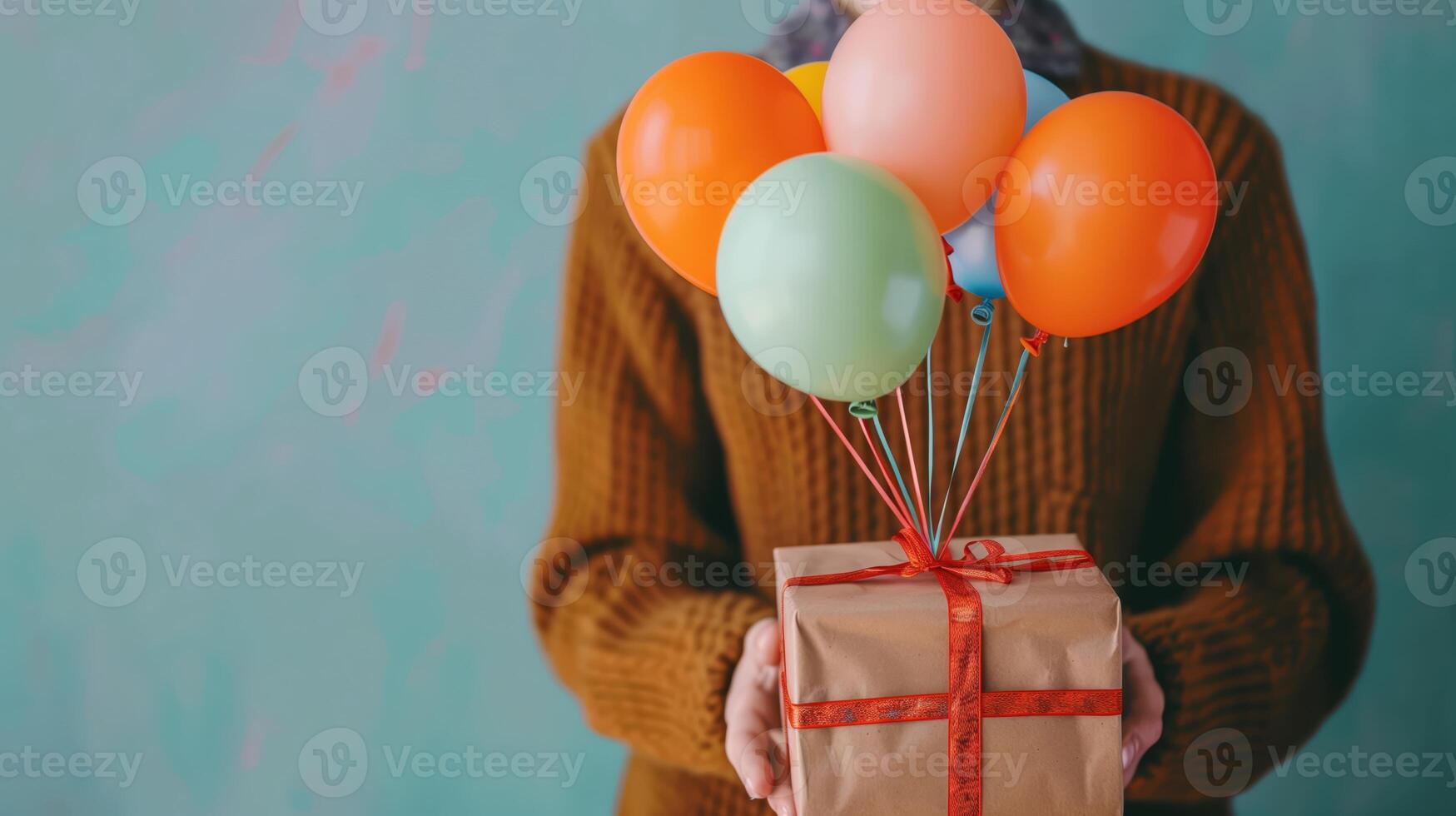 Colorful Balloons and Gift Box Create a Festive Atmosphere Perfect for Celebrations and Special Occasions photo