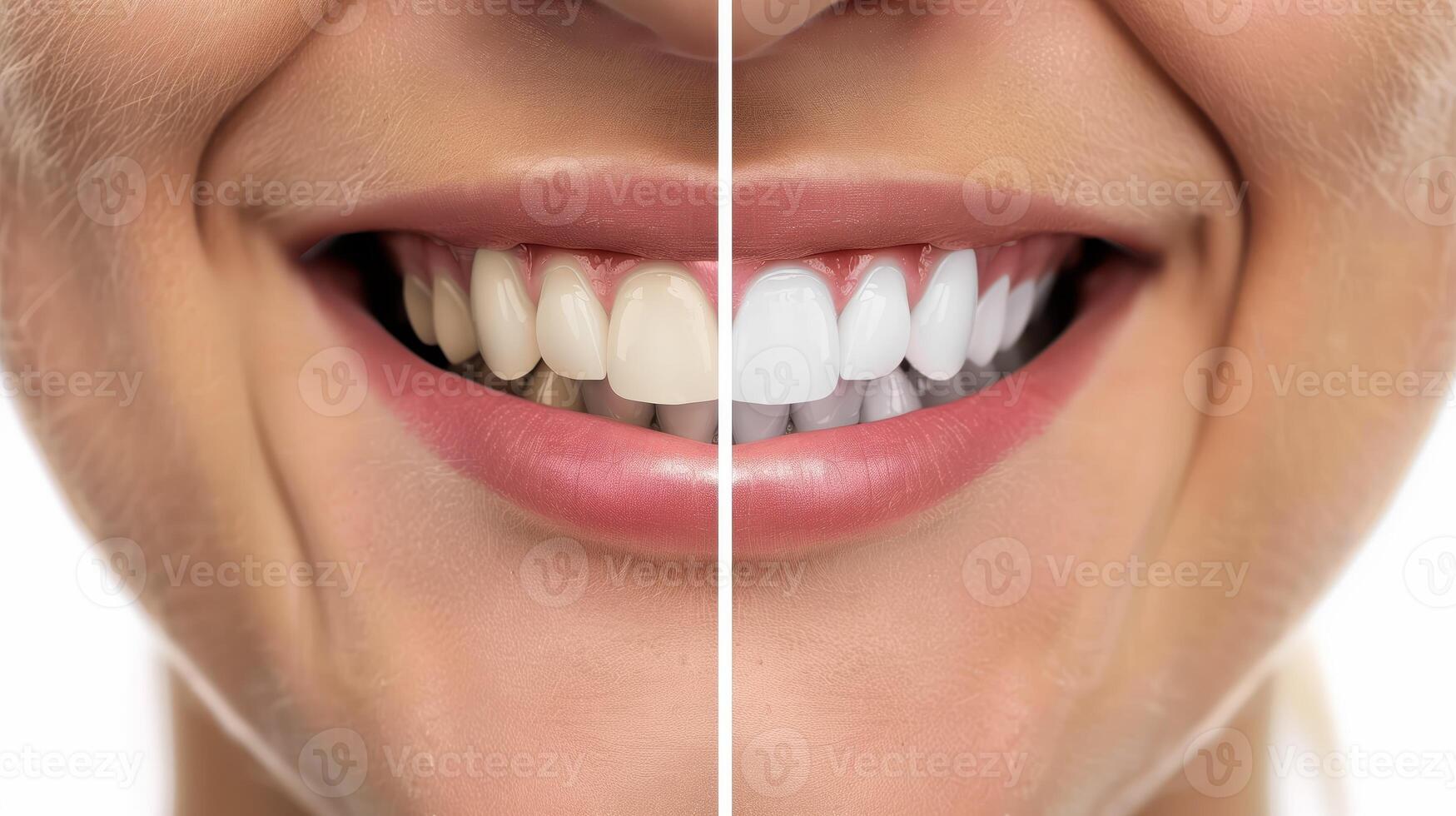 Close-Up of a Smiling Person Showcasing Teeth Whitening with a Radiant and Healthy Smile Concept photo