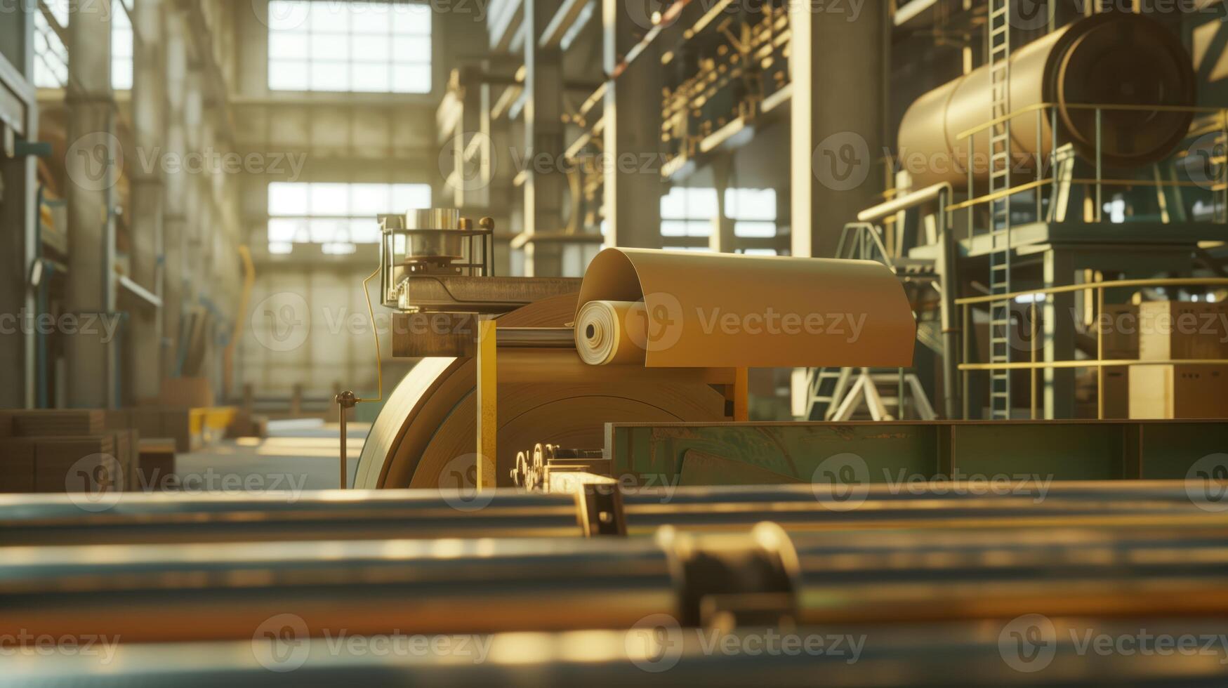 Large Industrial Machine Producing Paper and Cardboard in a Spacious Manufacturing Factory Setting photo