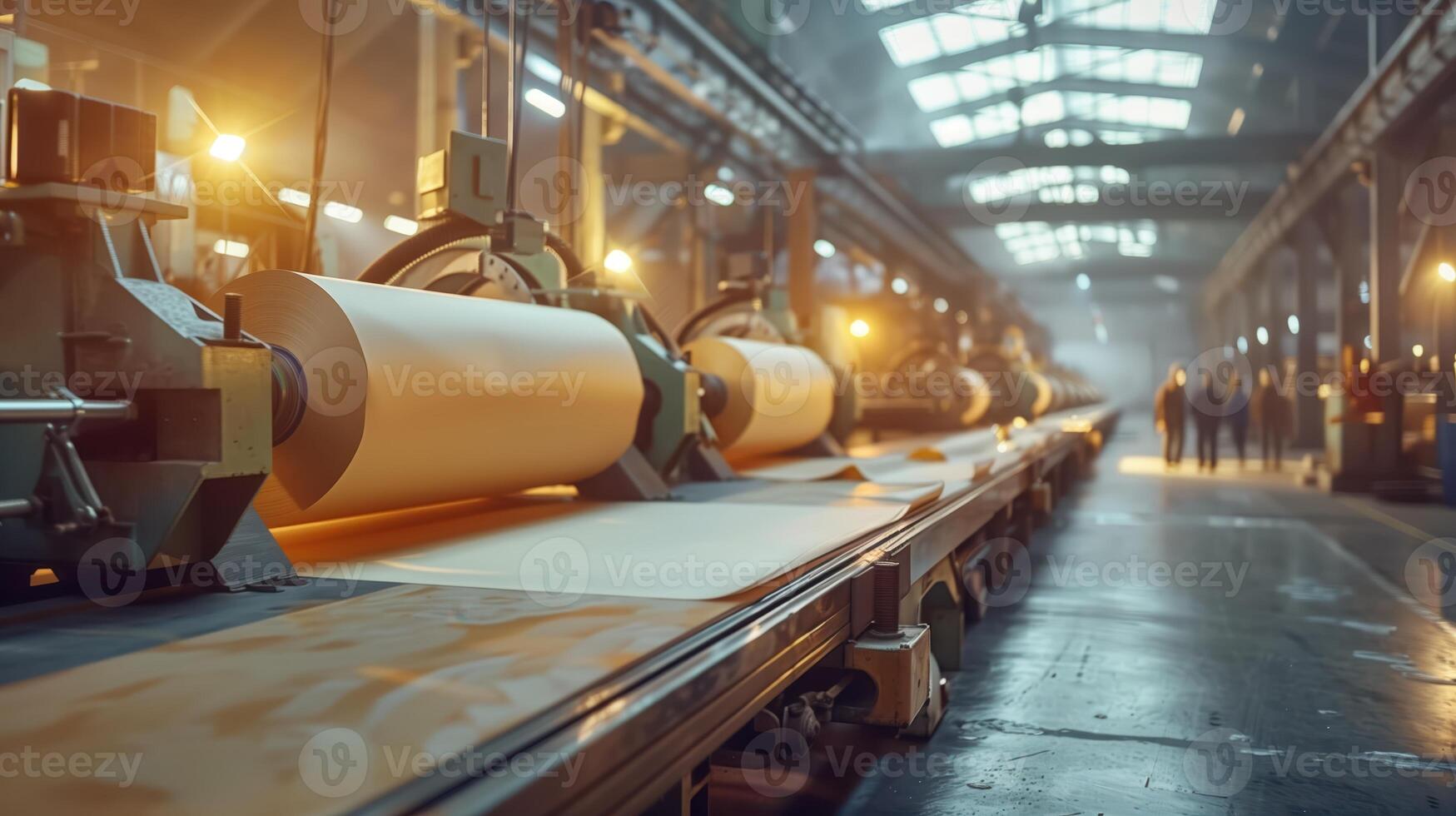 Large Industrial Machine in a Factory Producing Paper and Cardboard with a Focus on Manufacturing Process photo