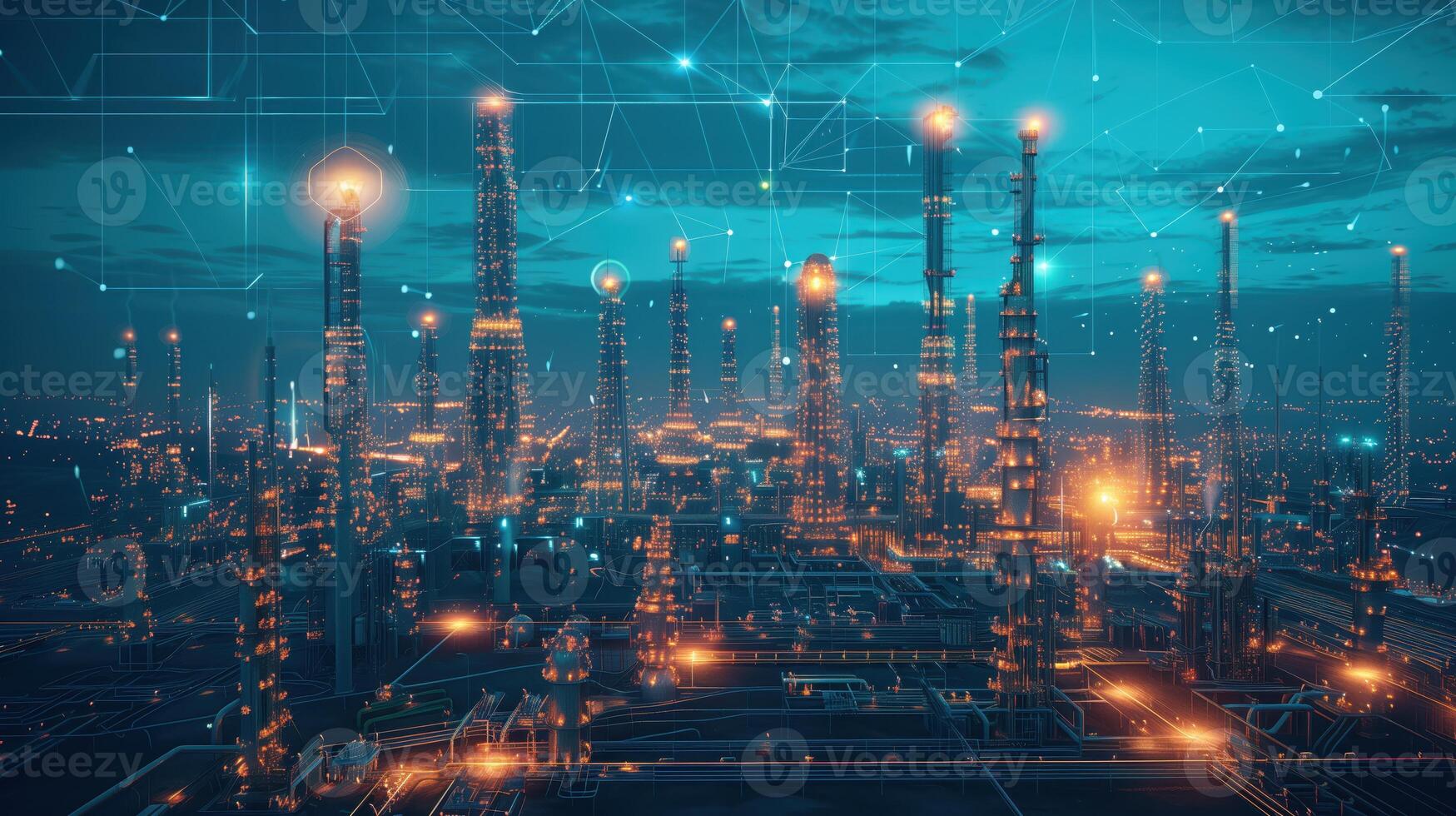 Futuristic Industrial Factory with Advanced Energy Systems and High-Tech Lighting in Modern Plant photo