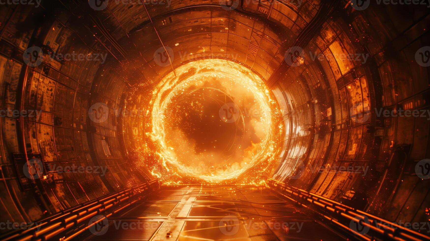 Dynamic Energy Facility With Glowing Core in an Industrial Tunnel Setting photo