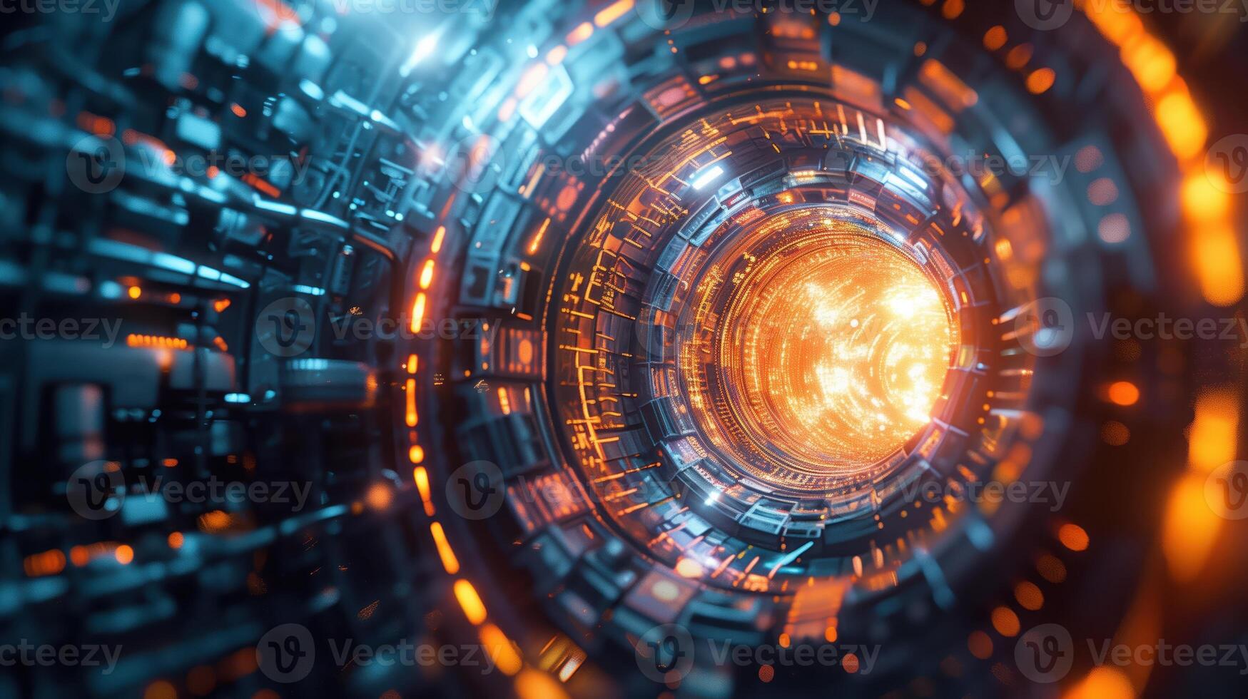 Futuristic Energy Facility Featuring Glowing Tunnel and Advanced Technology for Research and Innovation photo